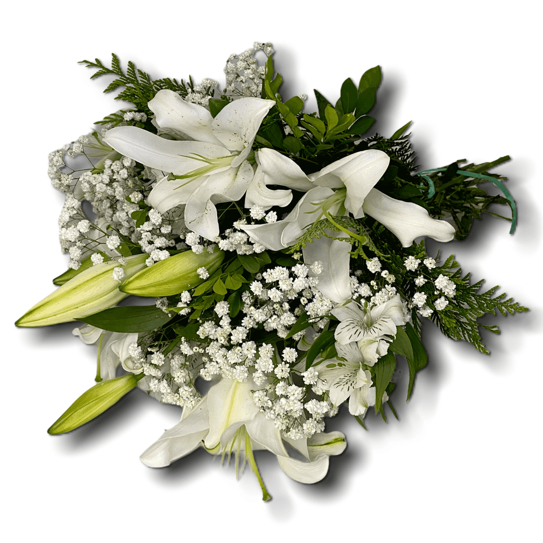 Bouquet de Lírios Brancos e Astromélias - Flora Santa Clara