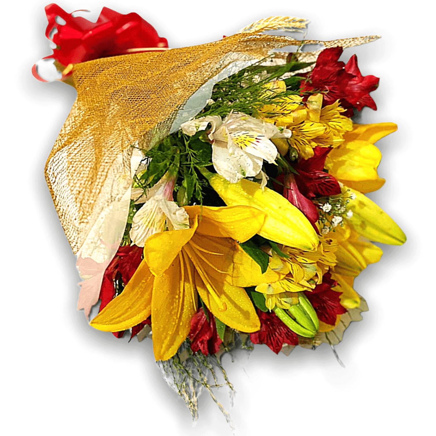 Bouquet de Lírios e Astromélias Colorido - Flora Santa Clara