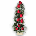 Arranjo de Rosas Vermelhas e Sagu