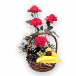 Arranjo de Rosas Colombianas e Frutas